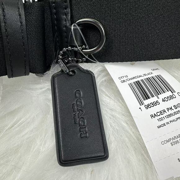 Coach Racer Pack Signature In Canvas & Leather Charcoal Black CT712 NWT - Picture 7 of 9